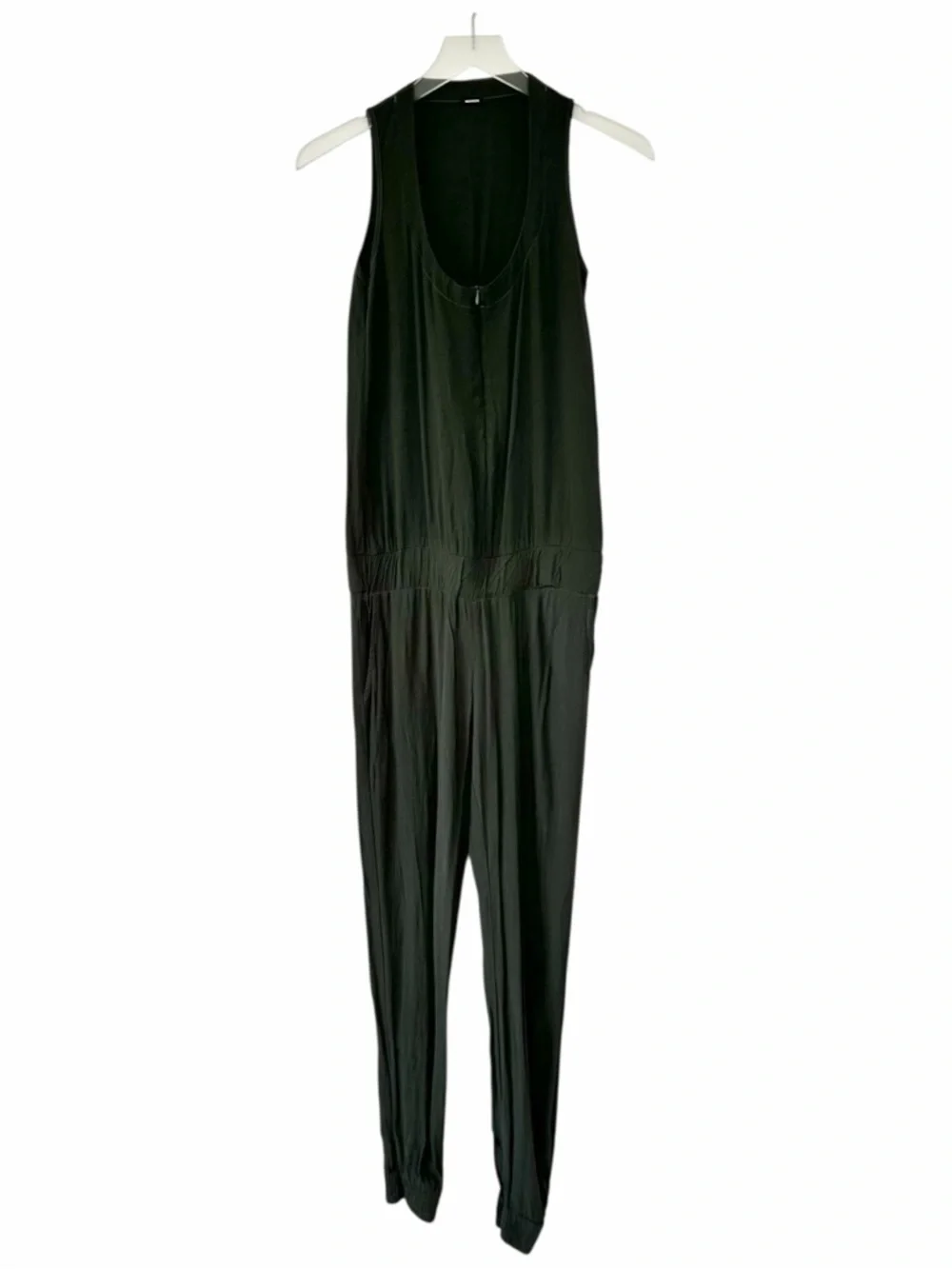 Monrow Crepe Basics Zip Front Sleeveless Camo Green Jumpsuit Size S